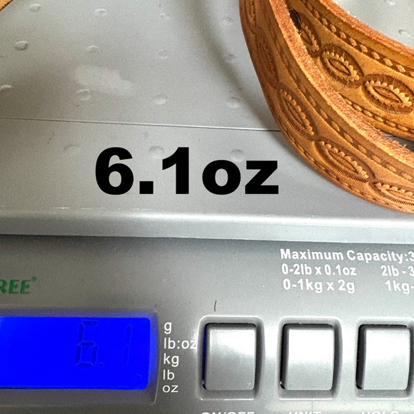 belt vintage Western tan tooled leather 3" oval buckle UP to 34" hippie boho - Picture 9 of 9